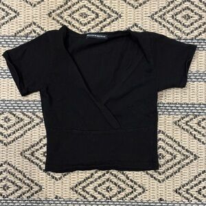 Brandy Melville Black Crossover V-Neck Top